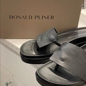 Donald J. Pliner  Black Slide Sandals in Vachetta style